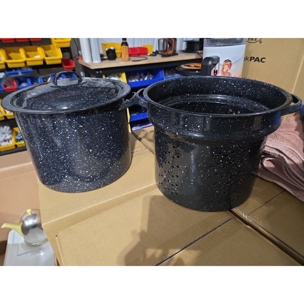 Granite Ware Blancher Stock Pot Strainer 7(ish)  Quart 3-piece Set Drainer Boxed